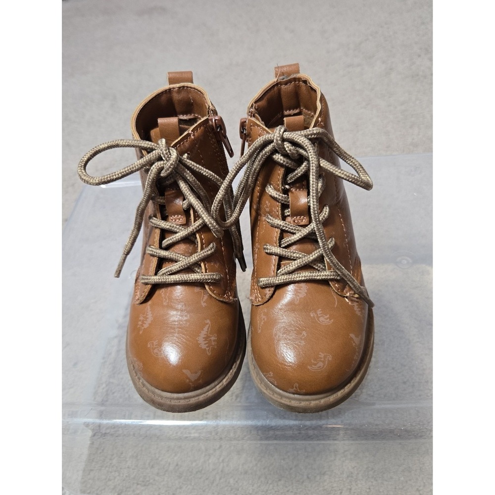 Carter's Boys  Boots with Dinosaur designs‎ Size 8 light Brown with Tan